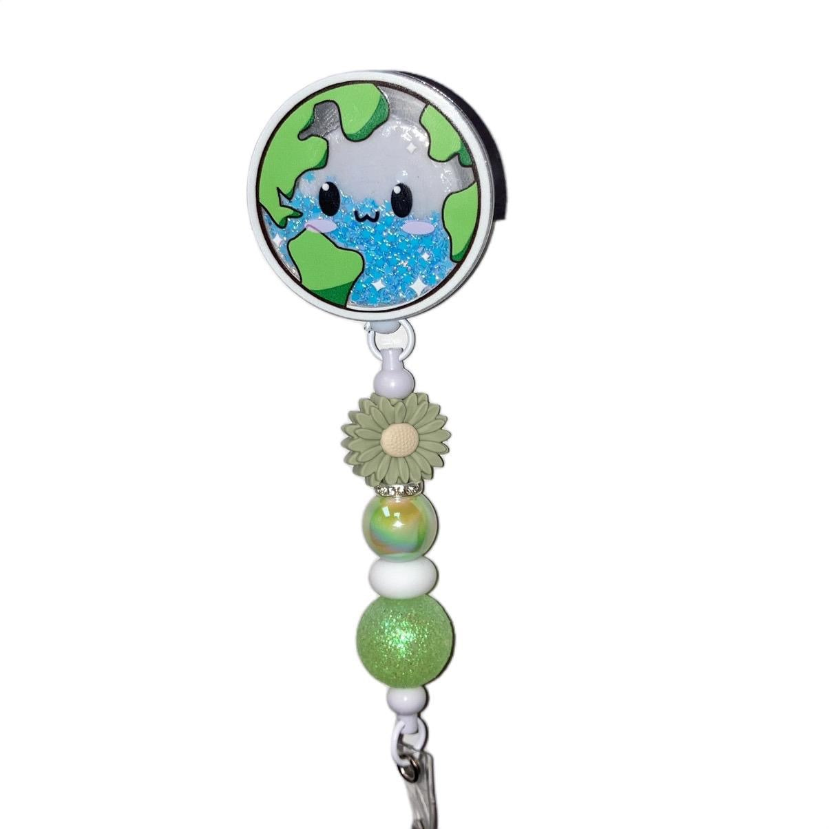 Earth Beaded Badge Reel