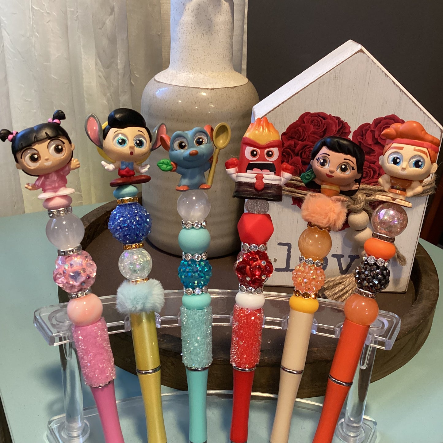 beaded doorables/ figures pens