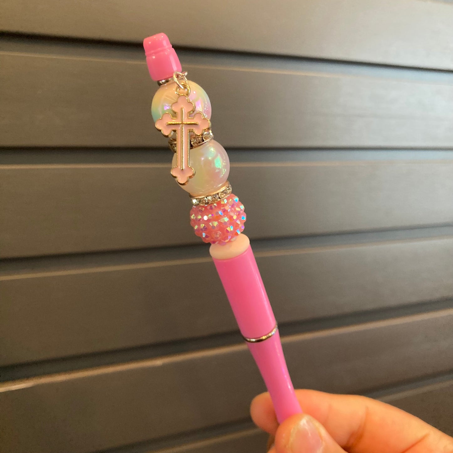 Pink Cross Charm Pen