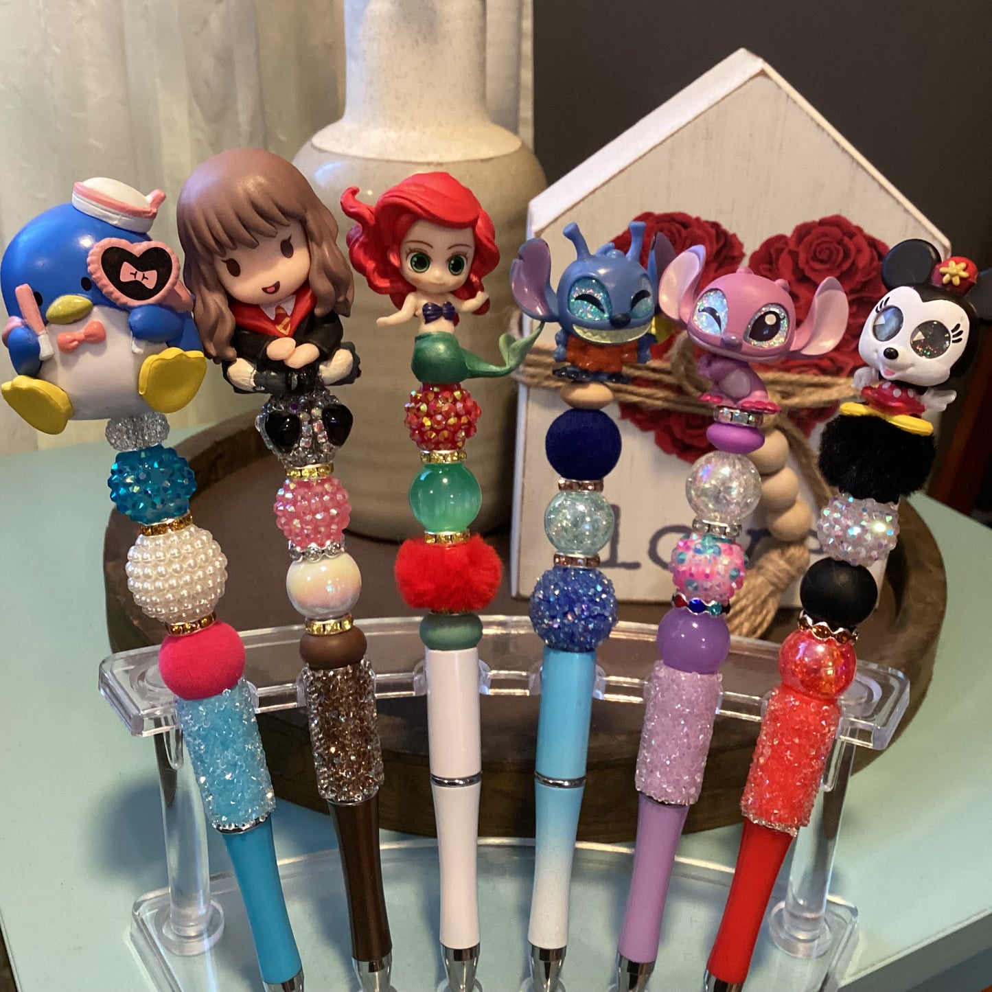 beaded doorables/ figures pens