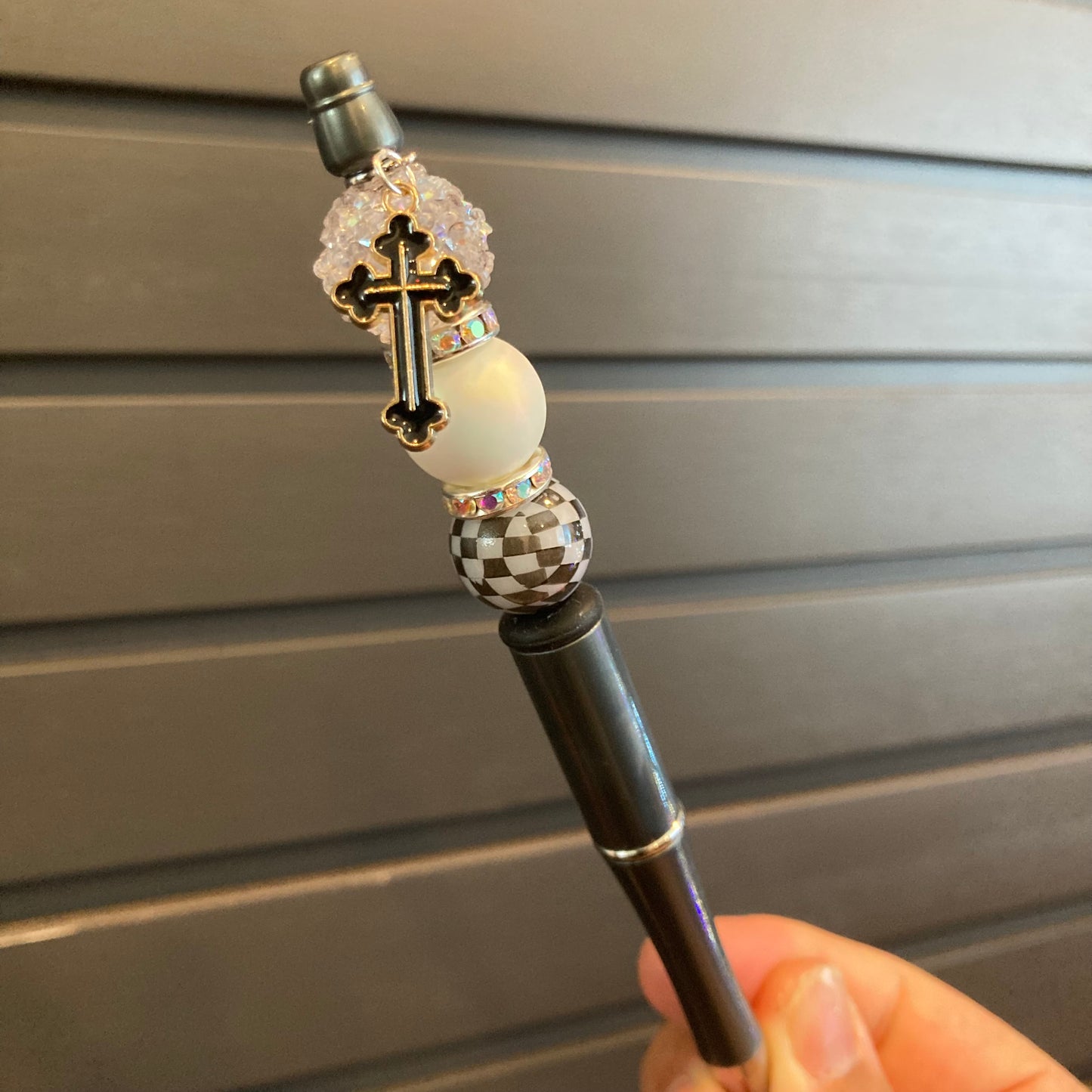 Black Cross Charm Pen