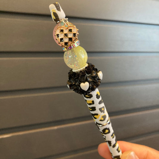 Black Checkered Charm Pen