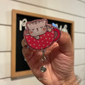 Cat Cup Badge Reel