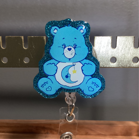 Blue Care Bear Badge Reel