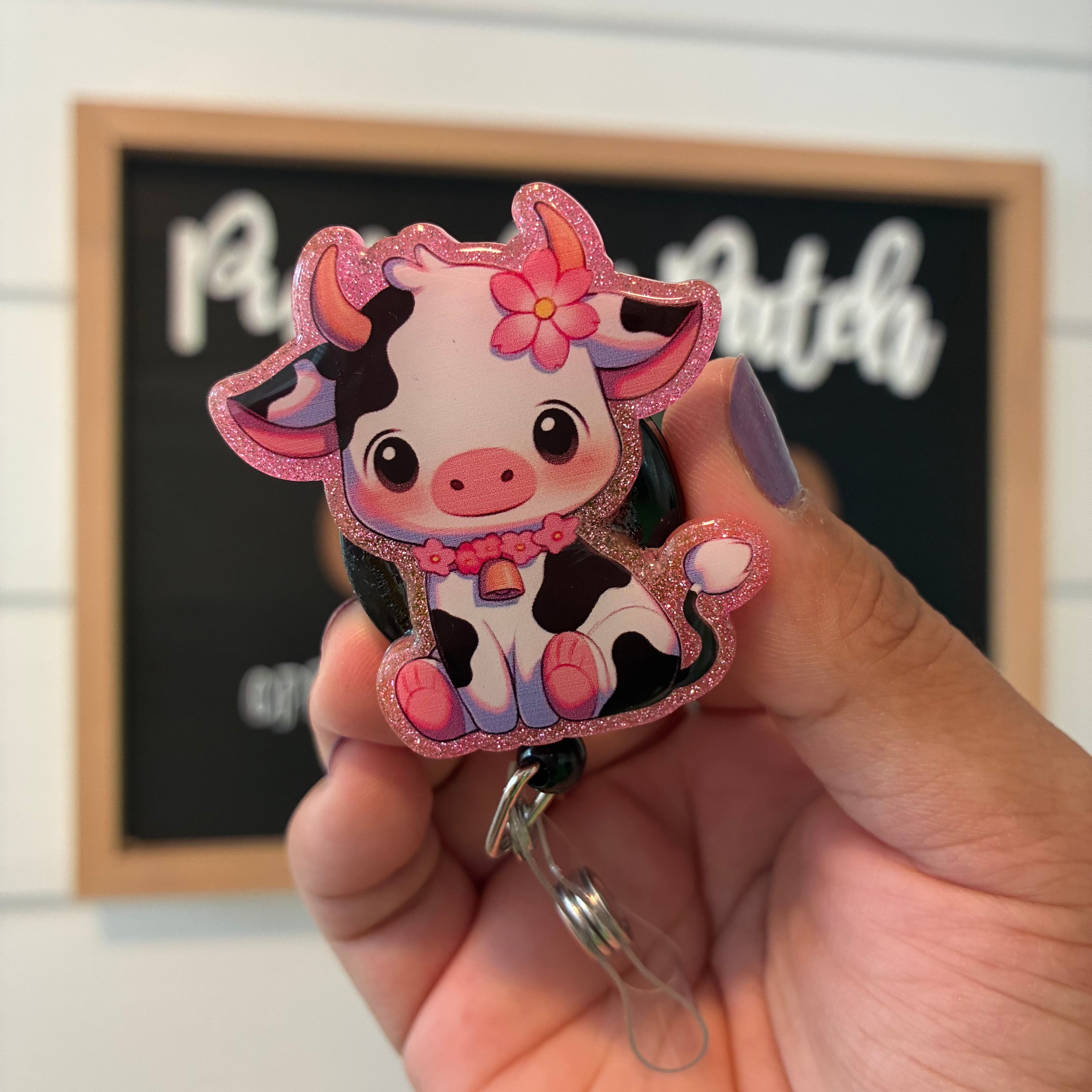 Pink Cow Badge Reel