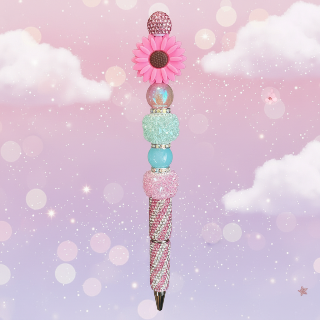 Pink Flower Bling Pen