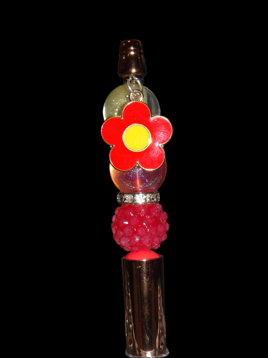 Red Flower Charm Pen